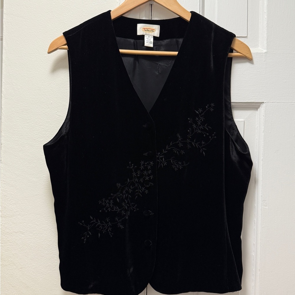 Talbots Black Velvet Button-Down Vest. Women’s Size 12 - Picture 5 of 11
